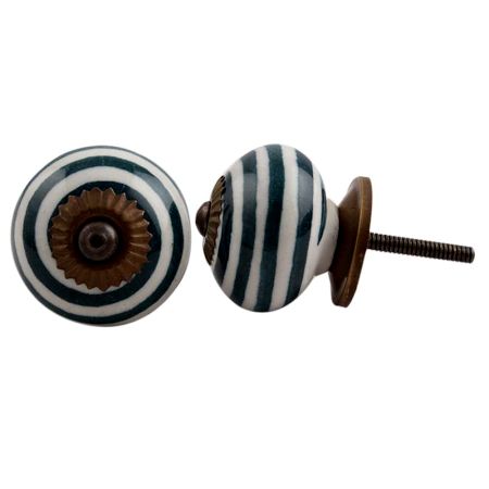 Forest Green Striped Knob