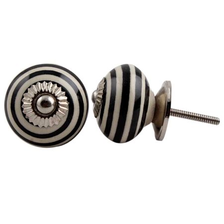 Cream Black Striped Knob