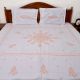 White & Peach Embroidered Bedsheet