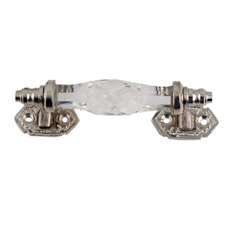 Clear Cut Glass Silver Small Dresser Handles