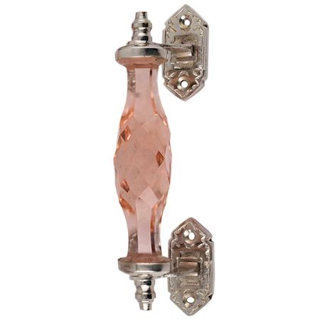 Pink Cut Glass Silver Small Door Handles