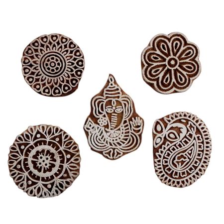 Set of 5 Piece New Mix Wooden Printing Block
