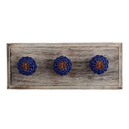 Navy Blue Rexine Wire Wooden Hooks