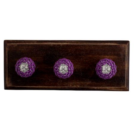 Purple Rexine Wire Wooden Hooks