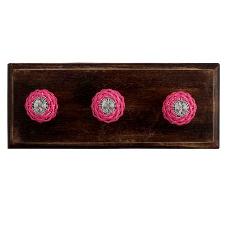 Pink Rexine Wire Wooden Hooks