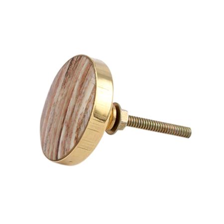 Round Brown Metal and Bone Knob
