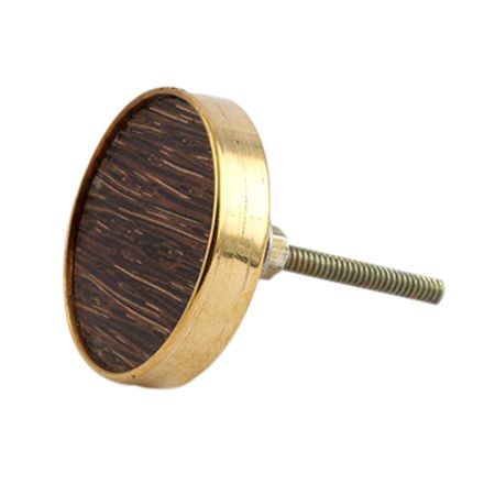 Round Brown Metal and Wood Knob