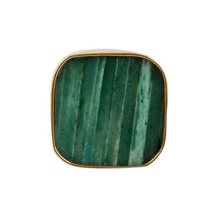 Square Sea Green Bone and Metal Knob