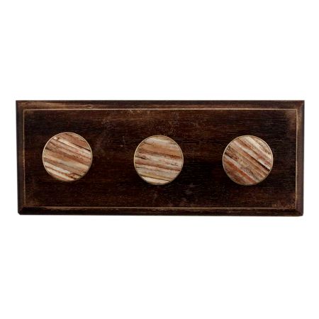 Round Brown Metal and Bone Wooden Hooks 