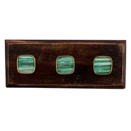 Square Sea Green Bone and Metal Wooden Hooks