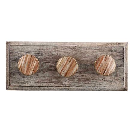 Round Brown Metal and Bone Wooden Hooks 