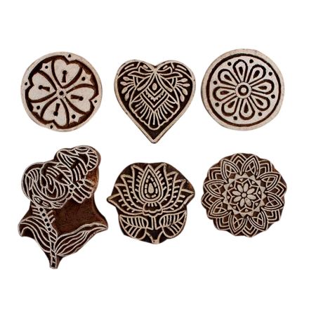 Set of 6 Piece New Mix Wooden Printing Block