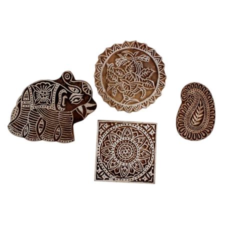 Set of 4 Piece New Mix Wooden Printing Block