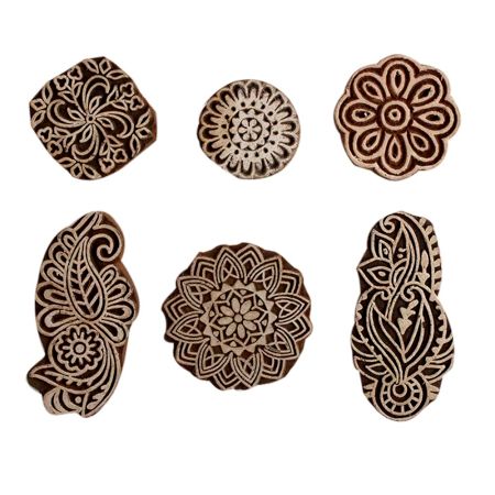 Set of 6 Piece New Mix Wooden Printing Block
