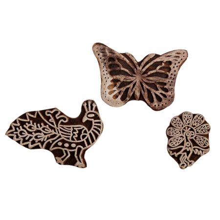 Set of 3 Piece New Mix Wooden Printing Block