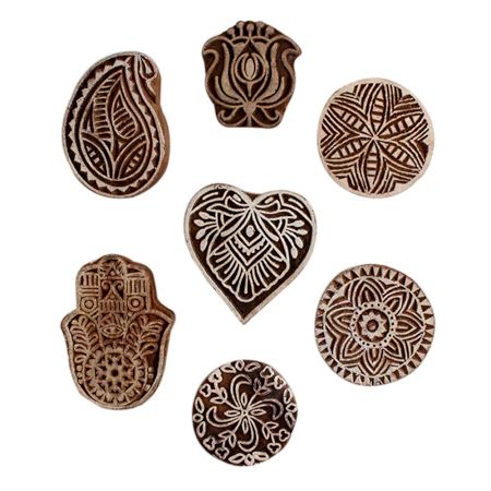 Set of 7 Piece New Mix Wooden Printing Block