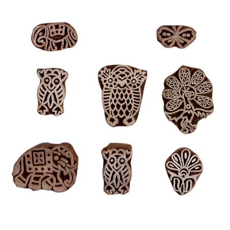 Set of 8 Piece New Mix Wooden Printing Block