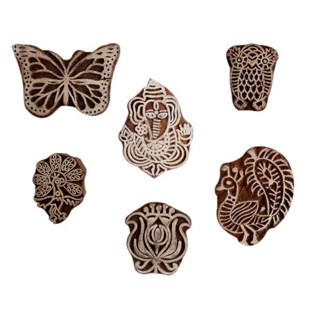 Set of 6 Piece New Mix Wooden Printing Block