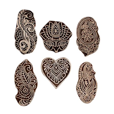 Set of 6 Piece New Mix Wooden Printing Block