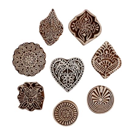 Set of 8 Piece New Mix Wooden Printing Block