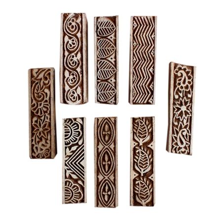 Set of 8 Piece New Mix Wooden Printing Block