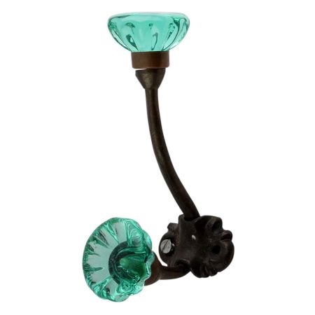 Sea Green Paneled Sides Glass Iron Hook