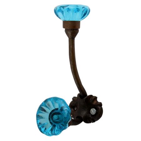 Royal Blue Paneled Sides Glass Iron Hook