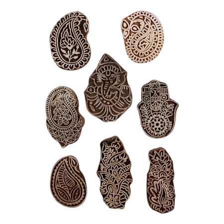 Set of 8 Piece New Mix Wooden Printing Block