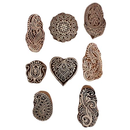 Set of 8 Piece New Mix Wooden Printing Block