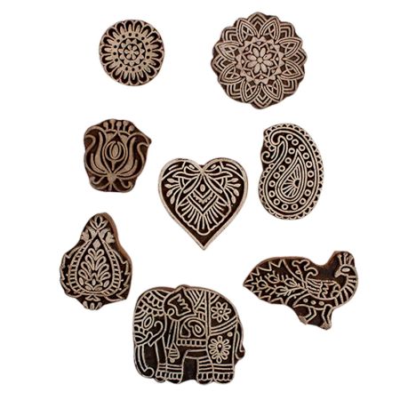 Set of 8 Piece New Mix Wooden Printing Block