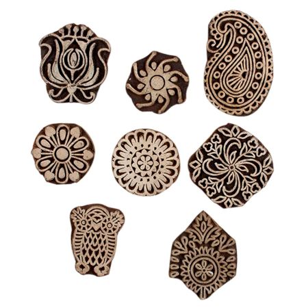 Set of 8 Piece New Mix Wooden Printing Block