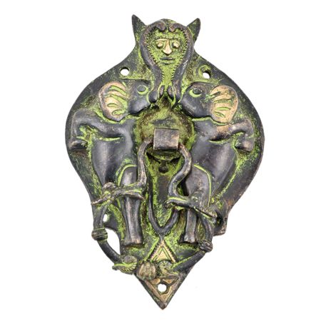 Two Elephants Bronze Door Knocker
