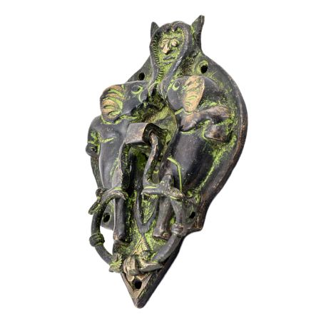 Two Elephants Bronze Door Knocker