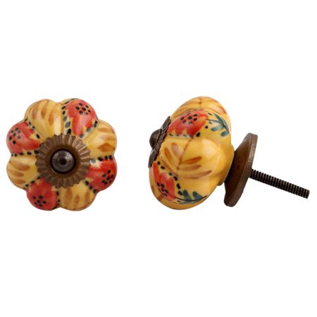 Brown Red Flower Knob