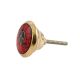 Round Red Stone and Metal Knob