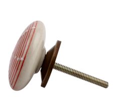 Red Stripe Flat Ceramic Dresser Knob