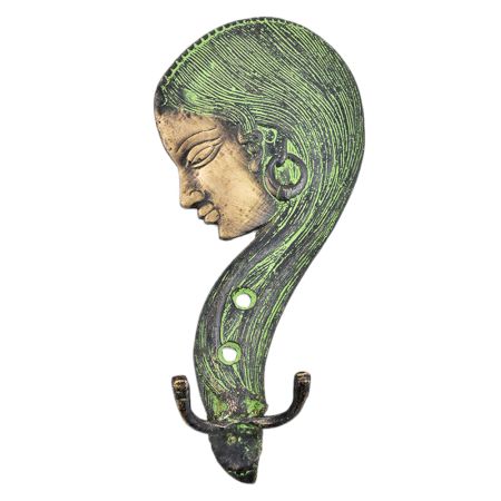 Bronze Face with Long Hair Hooks