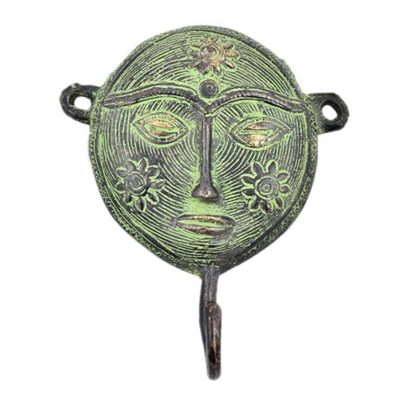 Tribal Woman Face Brass Metal Hooks