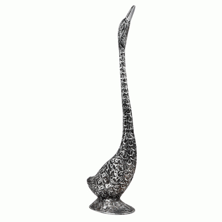 Silver Duck Sculpture with Slender Neck