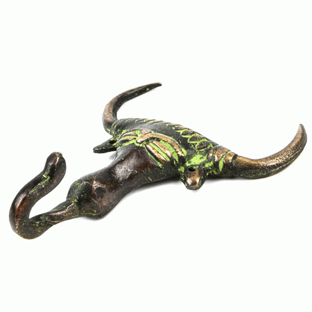 Bronze Tribal Bull Face Wall Hooks