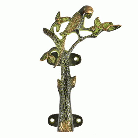 Bronze Parrot On Tree Door Handle