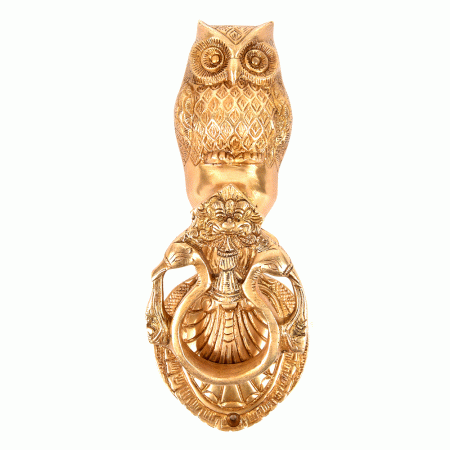 Golden Owl Brass Peacock Door Knocker