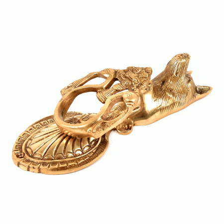 Golden Bronze Wolf Two Peacocks Knocker