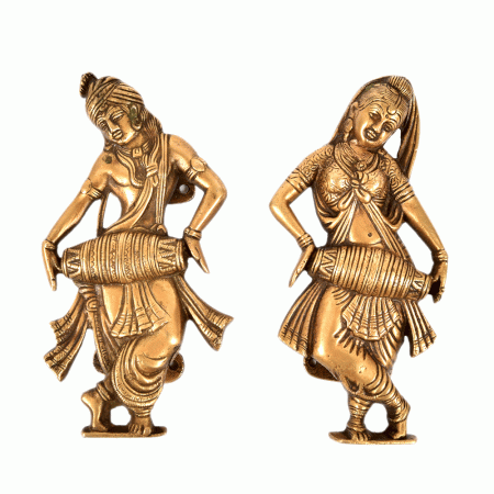 Bronze Couple Holding Drums Door Handles