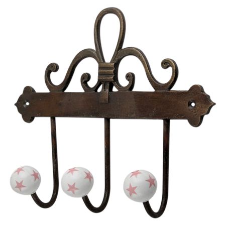 Pink Star Ceramic Iron Hooks