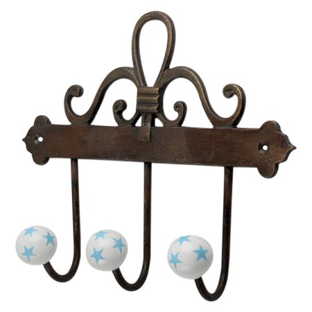 Turquoise Star Ceramic Iron Hooks