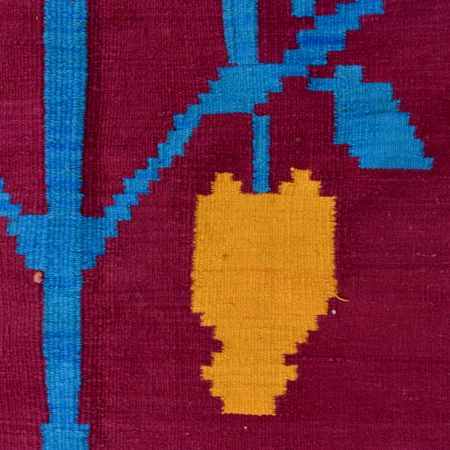 Magenta Handmade Durry With Boy Girl