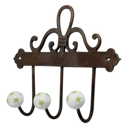 Pea Green Star Ceramic Iron Hooks