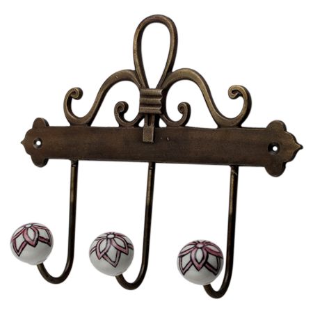 Pink Floral Ceramic Iron Hooks