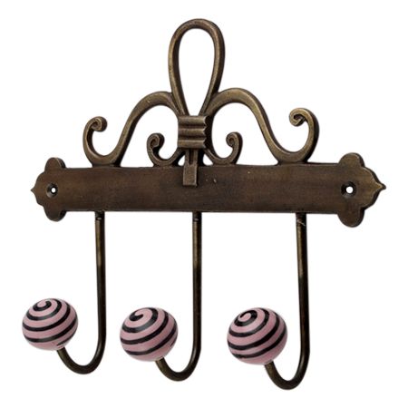 Pink Black Strip Ceramic Iron Hooks
